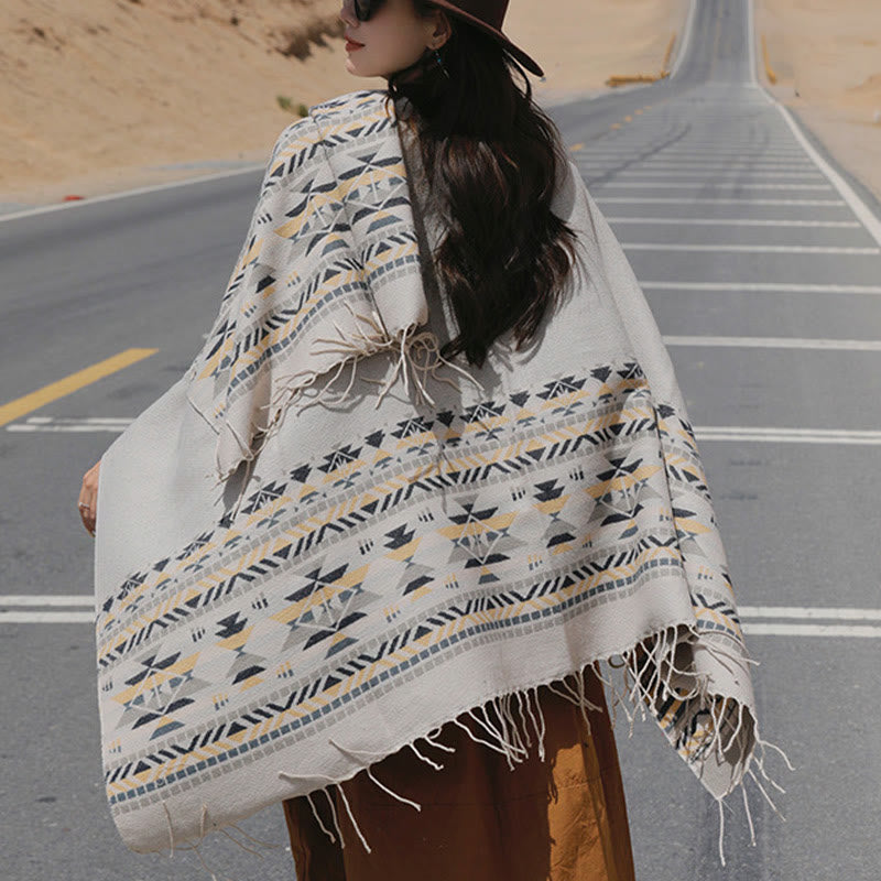 Buddha Stones con motivo geometrico a rombi tibetano, motivo a nappe, autunno inverno, caldo e accogliente, sciarpa avvolgente - image 16