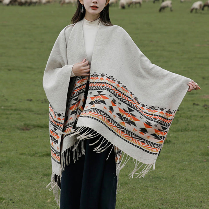 Buddha Stones con motivo geometrico a rombi tibetano, motivo a nappe, autunno inverno, caldo e accogliente, sciarpa avvolgente - image 18