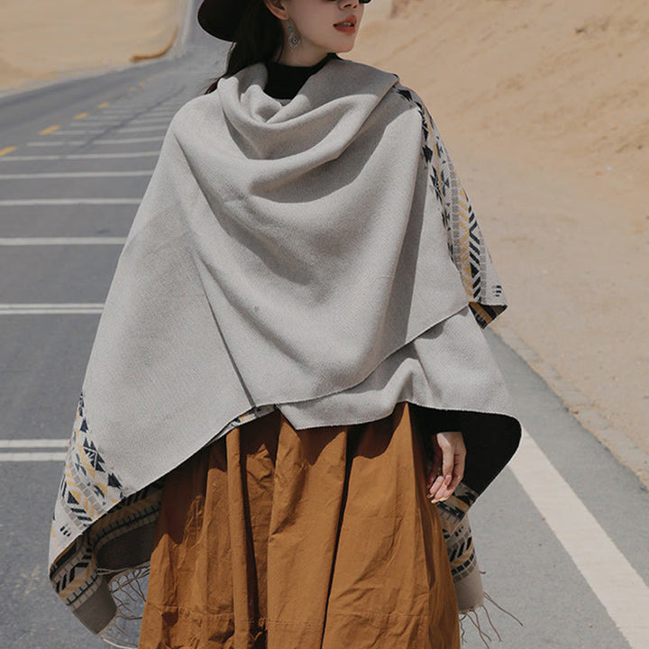 Buddha Stones con motivo geometrico a rombi tibetano, motivo a nappe, autunno inverno, caldo e accogliente, sciarpa avvolgente - Biancheria - 130*150 cm - image 15