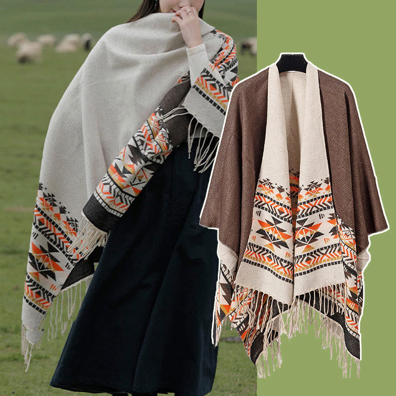 Buddha Stones con motivo geometrico a rombi tibetano, motivo a nappe, autunno inverno, caldo e accogliente, sciarpa avvolgente - image 22