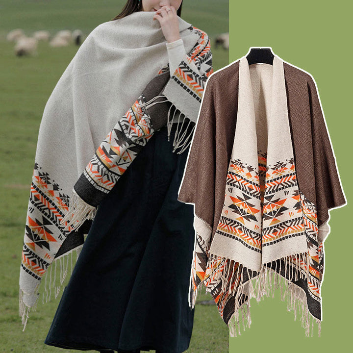 Buddha Stones con motivo geometrico a rombi tibetano, motivo a nappe, autunno inverno, caldo e accogliente, sciarpa avvolgente - image 22