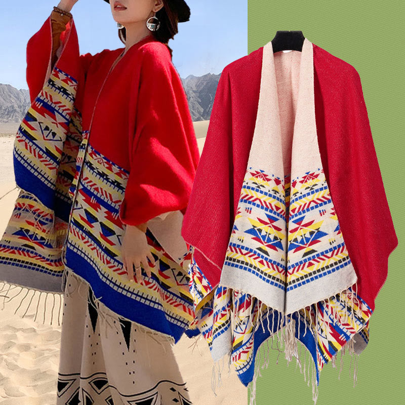 Buddha Stones con motivo geometrico a rombi tibetano, motivo a nappe, autunno inverno, caldo e accogliente, sciarpa avvolgente - image 32