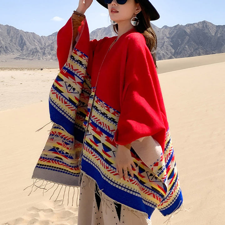 Buddha Stones con motivo geometrico a rombi tibetano, motivo a nappe, autunno inverno, caldo e accogliente, sciarpa avvolgente - image 31