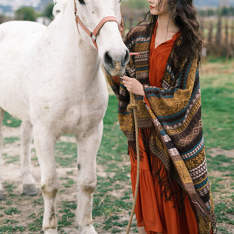 Buddha Stones , autunno inverno, sciarpa avvolgente - Terra di Siena 130*150cm - image 9