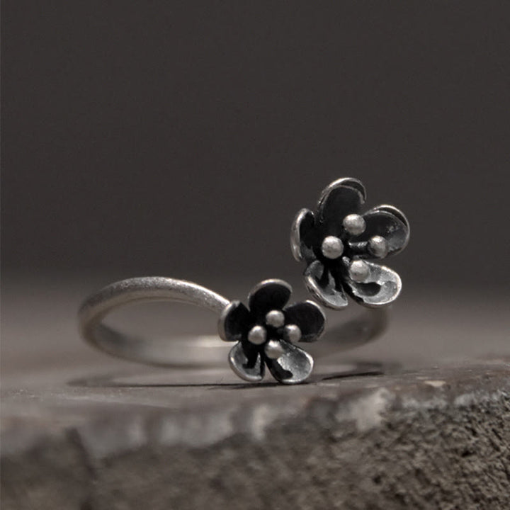 Anello con fiori in argento sterling 925 Buddha Stones