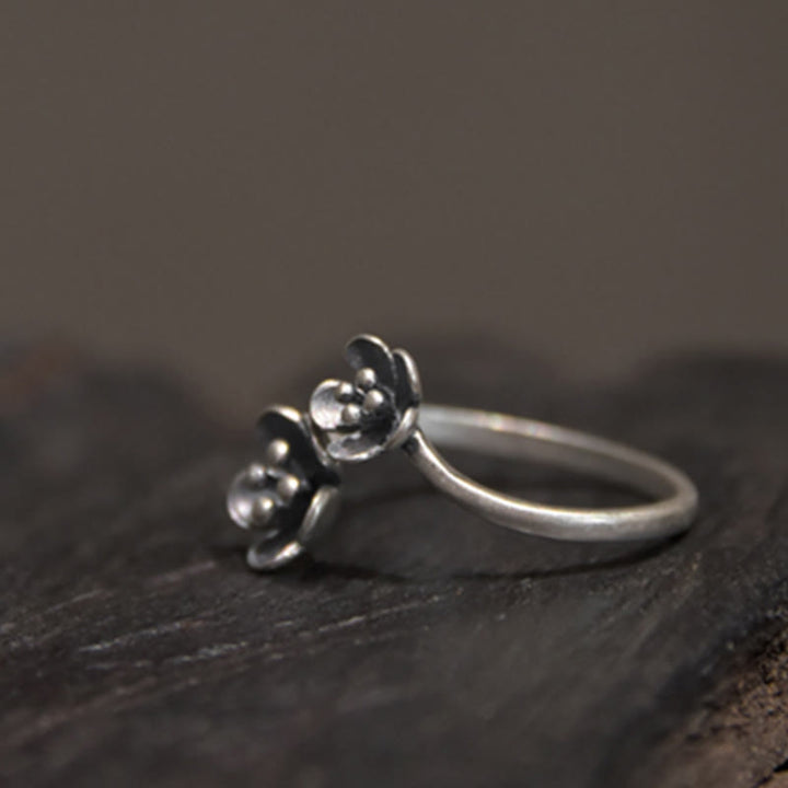 Anello con fiori in argento sterling 925 Buddha Stones
