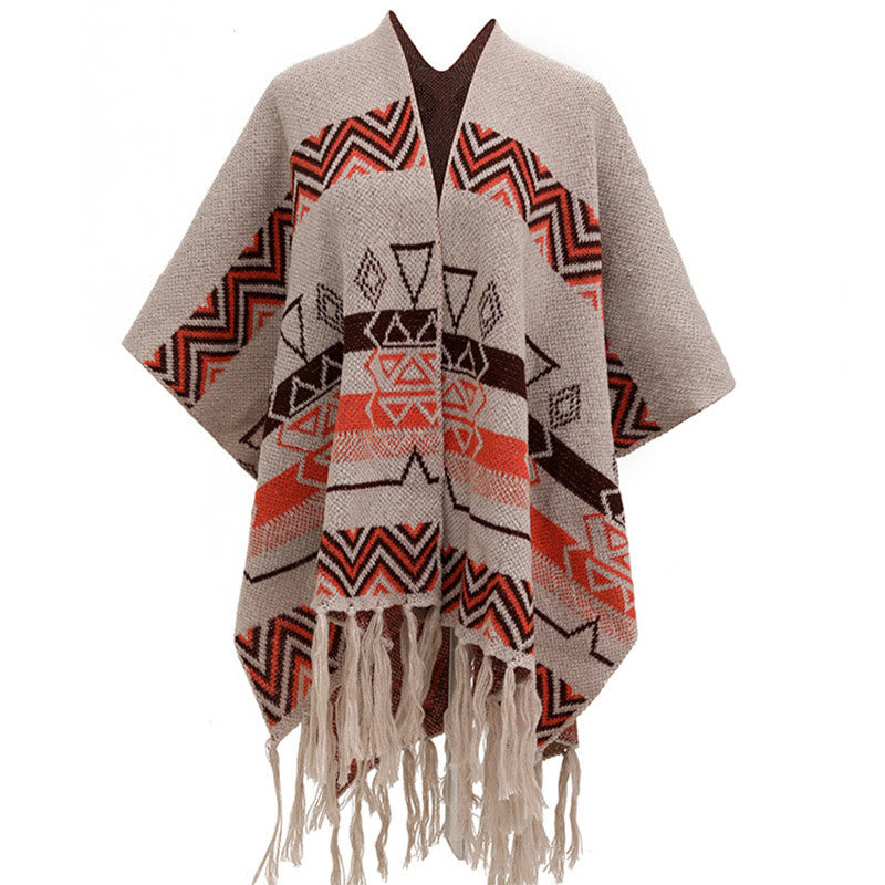 Buddha Stones, motivo a strisce, motivo a onde tibetane, motivo a geometrie, autunno inverno, sciarpa avvolgente - BurlyWood - 90*140cm - image 22