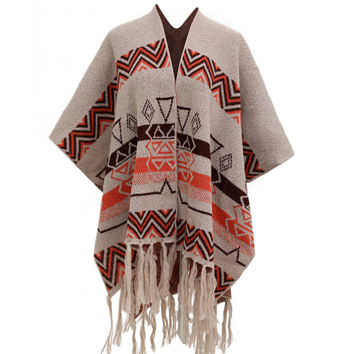 Buddha Stones, motivo a strisce, motivo a onde tibetane, motivo a geometrie, autunno inverno, sciarpa avvolgente - BurlyWood - 90*140cm - image 22