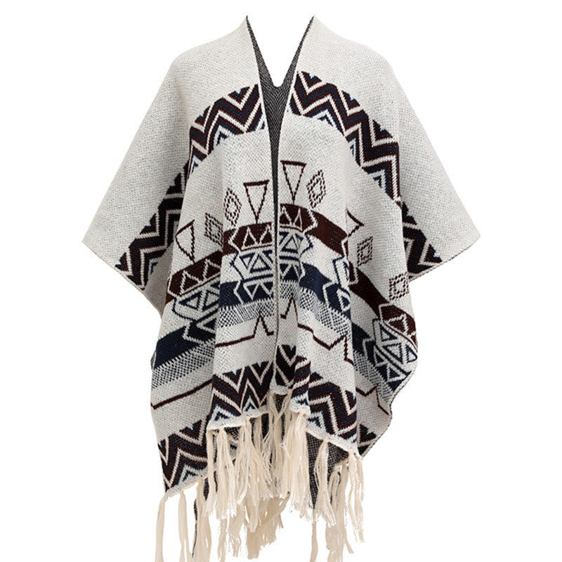 Buddha Stones, motivo a strisce, motivo a onde tibetane, motivo a geometrie, autunno inverno, sciarpa avvolgente - image 21