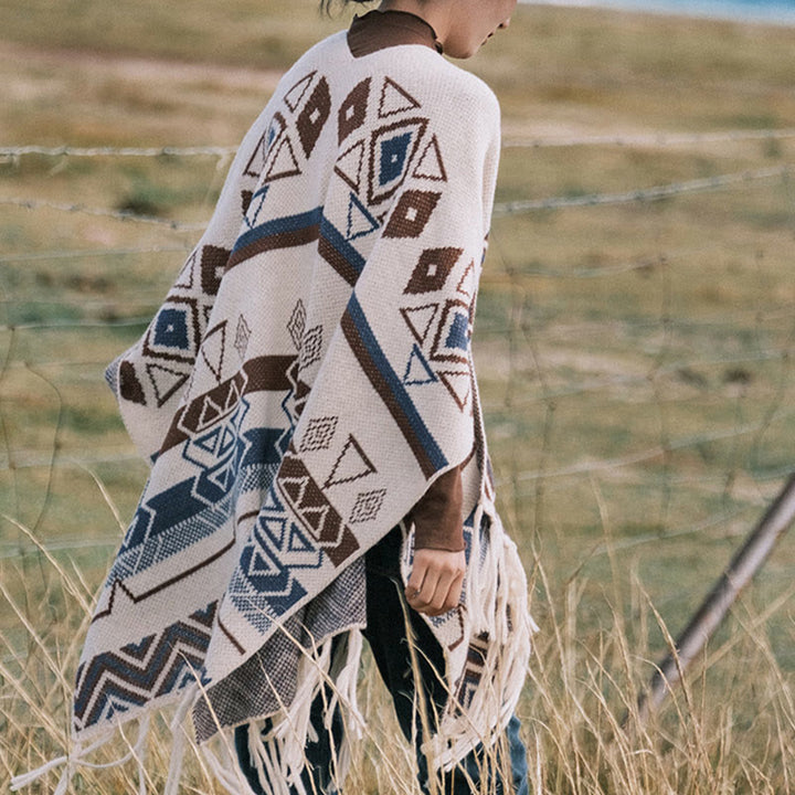 Buddha Stones, motivo a strisce, motivo a onde tibetane, motivo a geometrie, autunno inverno, sciarpa avvolgente - image 4