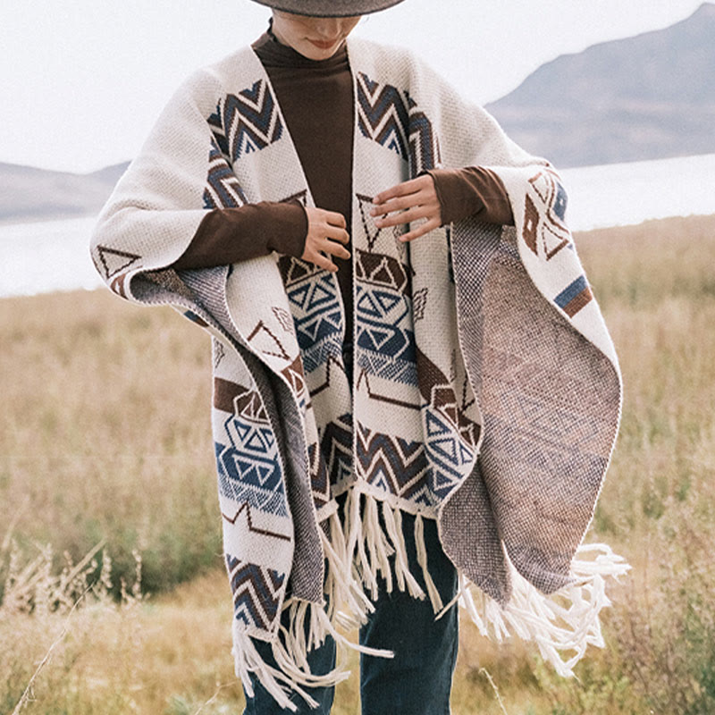 Buddha Stones, motivo a strisce, motivo a onde tibetane, motivo a geometrie, autunno inverno, sciarpa avvolgente - image 10