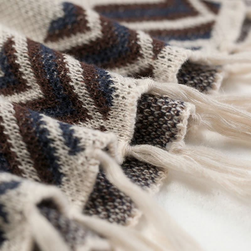 Buddha Stones, motivo a strisce, motivo a onde tibetane, motivo a geometrie, autunno inverno, sciarpa avvolgente - image 19