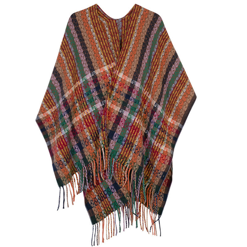 Scialle con nappe geometriche a strisce colorate tibetane , Buddha Stones , autunno inverno, sciarpa morbida avvolgente