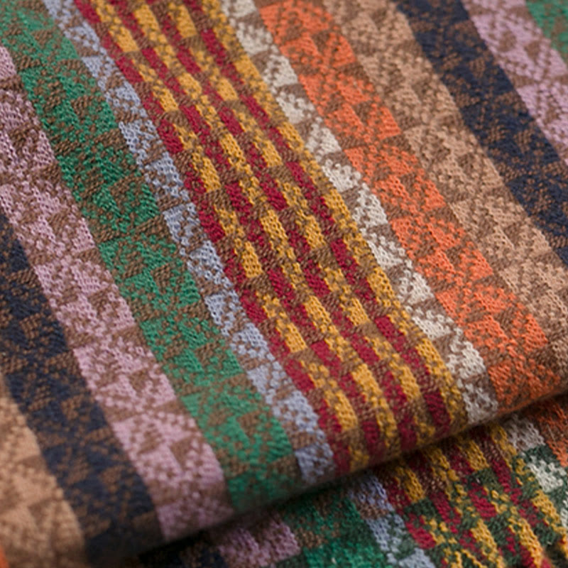 Scialle con nappe geometriche a strisce colorate tibetane , Buddha Stones , autunno inverno, sciarpa morbida avvolgente