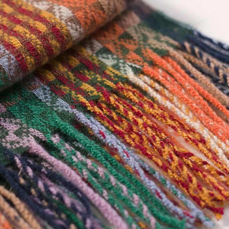 Scialle con nappe geometriche a strisce colorate tibetane , Buddha Stones , autunno inverno, sciarpa morbida avvolgente