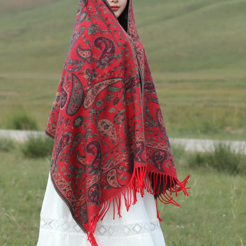 Buddha Stones, fiori di anacardio tibetani, foglie, nappe di vite, scialle, autunno inverno, morbido e accogliente, sciarpa avvolgente - image 3