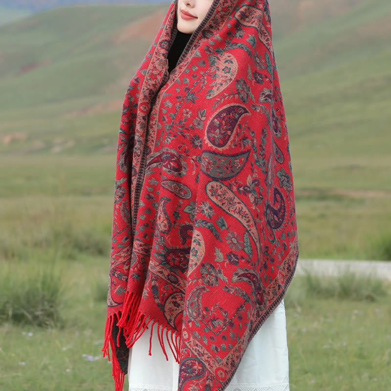 Buddha Stones, fiori di anacardio tibetani, foglie, nappe di vite, scialle, autunno inverno, morbido e accogliente, sciarpa avvolgente - image 7