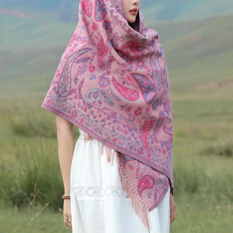 Buddha Stones, fiori di anacardio tibetani, foglie, nappe di vite, scialle, autunno inverno, morbido e accogliente, sciarpa avvolgente - image 11