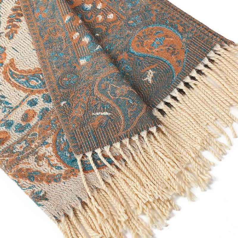 Buddha Stones, fiori di anacardio tibetani, foglie, nappe di vite, scialle, autunno inverno, morbido e accogliente, sciarpa avvolgente - image 25