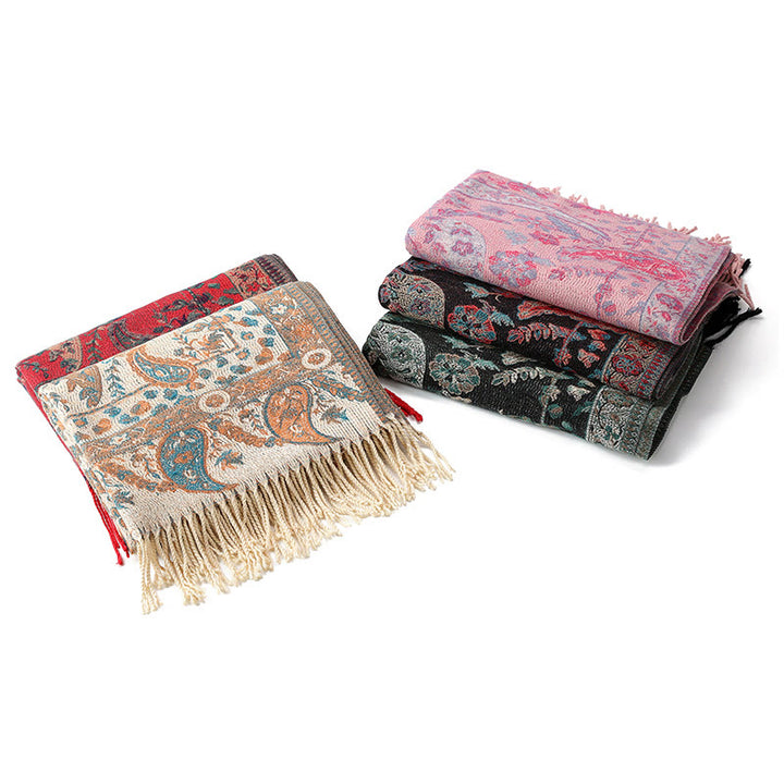 Buddha Stones, fiori di anacardio tibetani, foglie, nappe di vite, scialle, autunno inverno, morbido e accogliente, sciarpa avvolgente - image 38