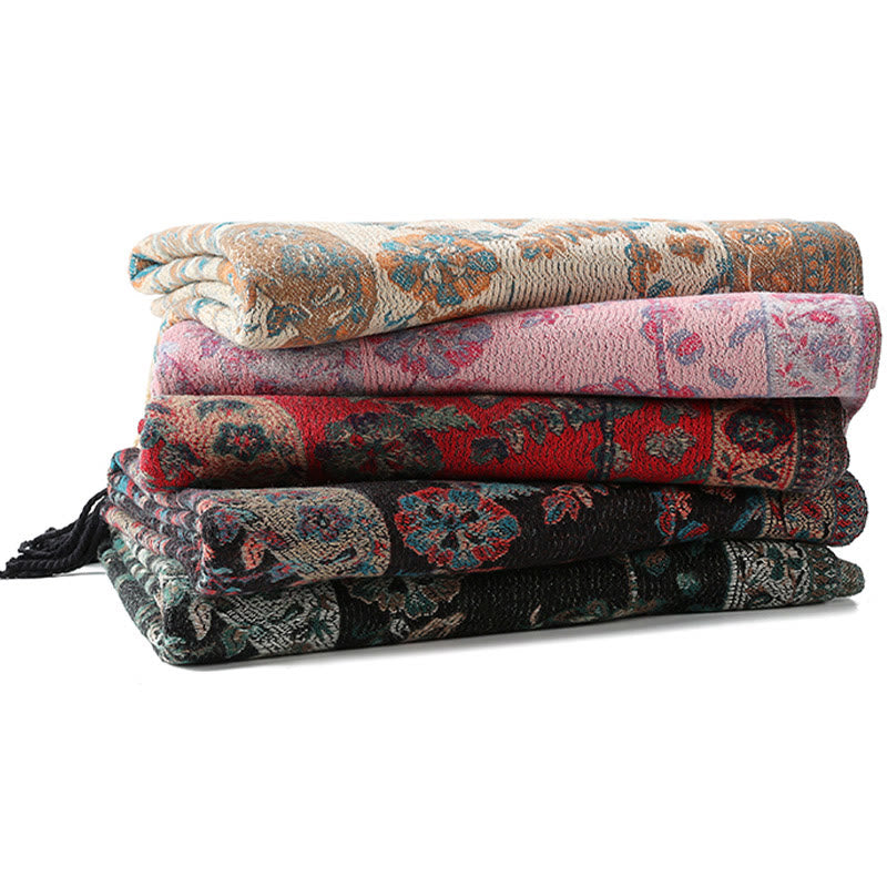 Buddha Stones, fiori di anacardio tibetani, foglie, nappe di vite, scialle, autunno inverno, morbido e accogliente, sciarpa avvolgente - image 37