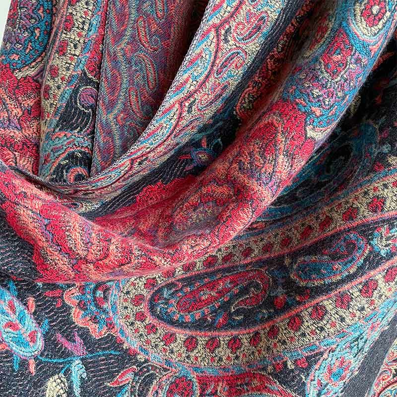 Buddha Stones, anacardi tibetani, fiori di peonia, nappe di vite, scialle, sciarpa avvolgente, calda, invernale