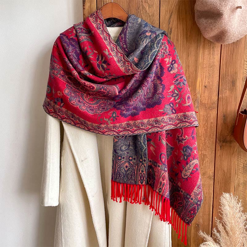 Buddha Stones, anacardi tibetani, fiori di peonia, nappe di vite, scialle, sciarpa avvolgente, calda, invernale - image 20