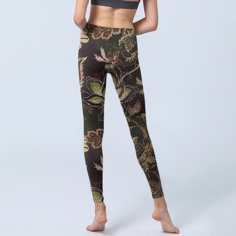 Leggings sportivi da fitness con stampa floreale e Buddha Stones, pantaloni da yoga da donna - image 6