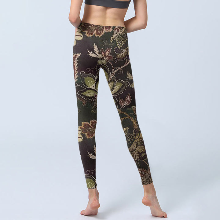 Leggings sportivi da fitness con stampa floreale e Buddha Stones, pantaloni da yoga da donna - image 6