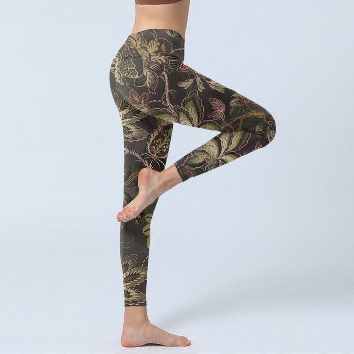 Leggings sportivi da fitness con stampa floreale e Buddha Stones, pantaloni da yoga da donna - image 4