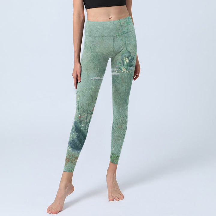 Leggings sportivi da fitness con stampa di pietre Buddha Stones , pantaloni da yoga da donna - image 5