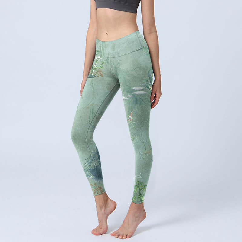 Leggings sportivi da fitness con stampa di pietre Buddha Stones , pantaloni da yoga da donna - Melata - US18, UK/AU22, EU50 (4XL) - image 1