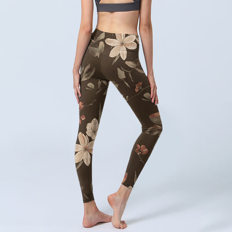 Leggings da palestra fitness con stampa di fiori bianchi viola Buddha Stones , pantaloni da yoga da donna - image 12