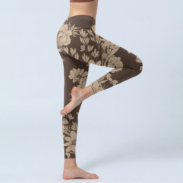 Leggings sportivi da fitness con stampa di fiori e Buddha Stones , pantaloni da yoga da donna - image 12