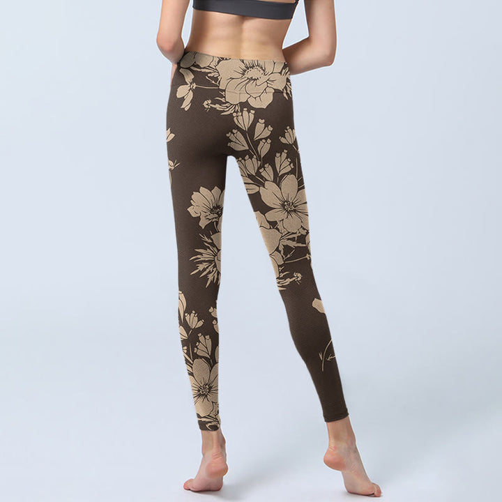 Leggings sportivi da fitness con stampa di fiori e Buddha Stones , pantaloni da yoga da donna - image 15