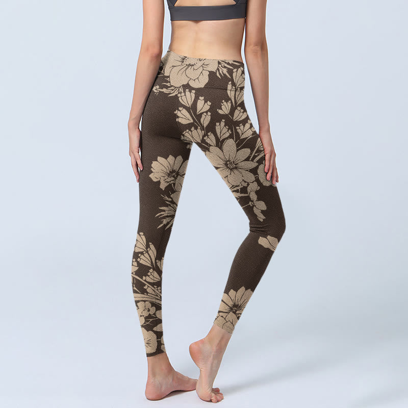 Leggings sportivi da fitness con stampa di fiori e Buddha Stones , pantaloni da yoga da donna - image 13