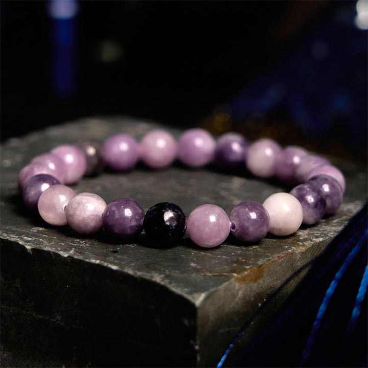 Braccialetto positivo in pietra di mica viola Buddha Stones