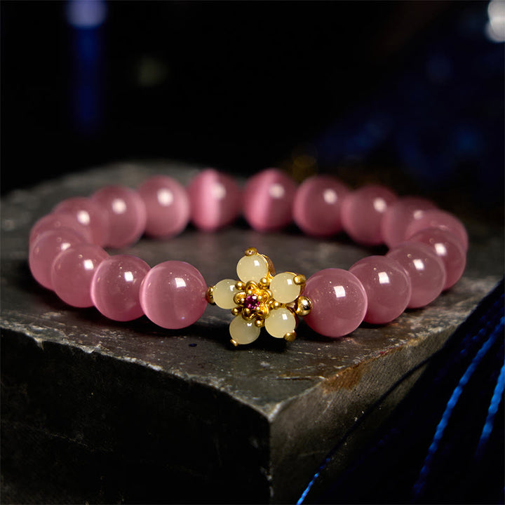 Braccialetto Buddha Stones Cat's Eye Chrysoberyl Flower Love - image 19
