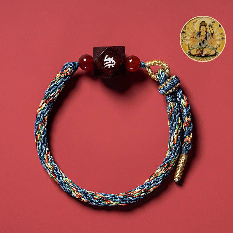 Buddha Stones Zodiaco cinese Buddha natale Piccola foglia Sandalo rosso Corda rossa Braccialetto di protezione