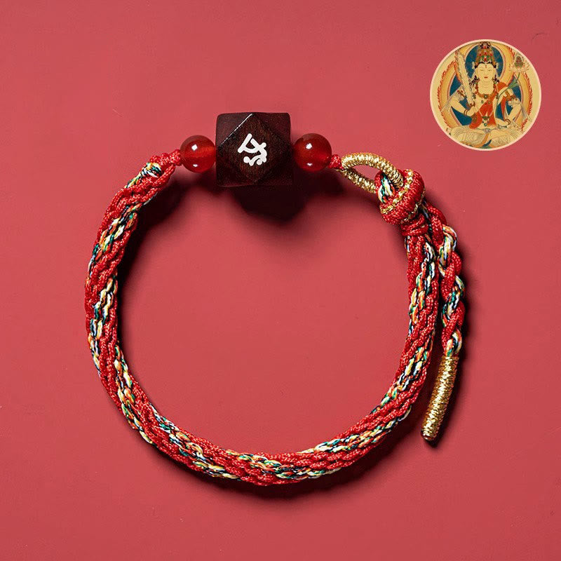 Buddha Stones Zodiaco cinese Buddha natale Piccola foglia Sandalo rosso Corda rossa Braccialetto di protezione