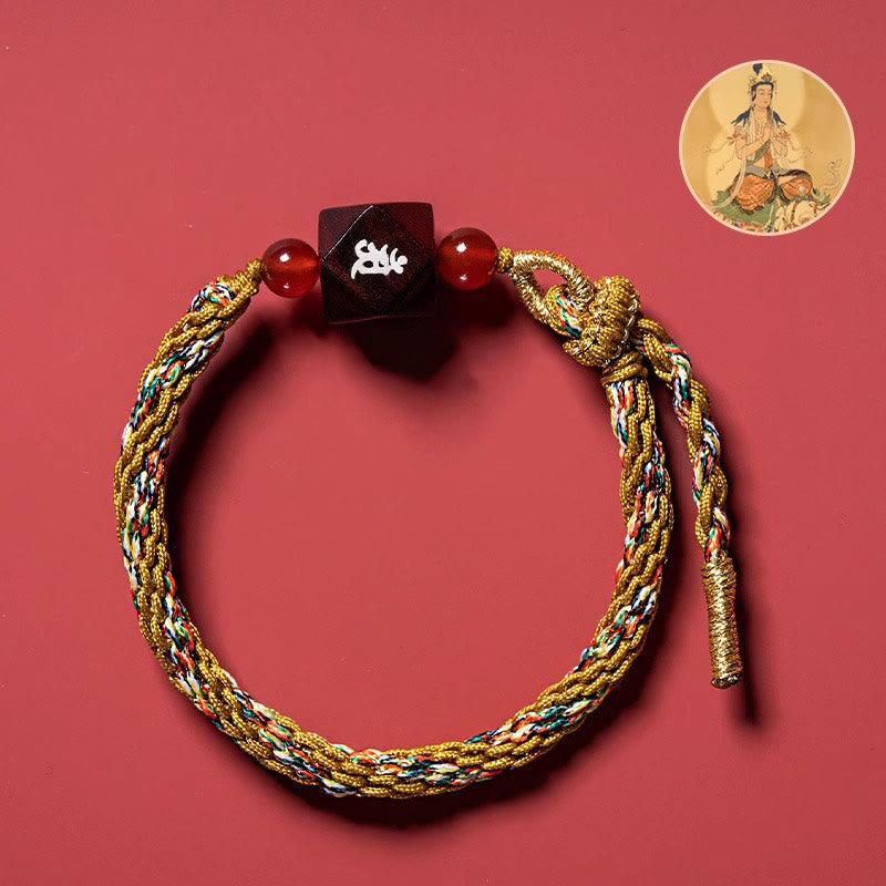 Buddha Stones Zodiaco cinese Buddha natale Piccola foglia Sandalo rosso Corda rossa Braccialetto di protezione