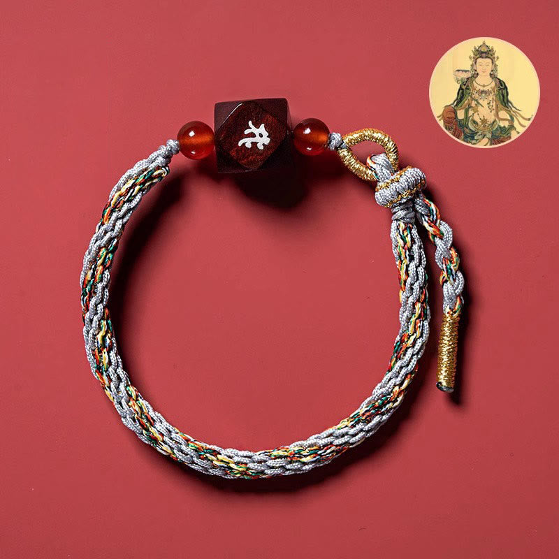 Buddha Stones Zodiaco cinese Buddha natale Piccola foglia Sandalo rosso Corda rossa Braccialetto di protezione