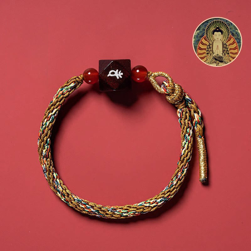 Buddha Stones Zodiaco cinese Buddha natale Piccola foglia Sandalo rosso Corda rossa Braccialetto di protezione