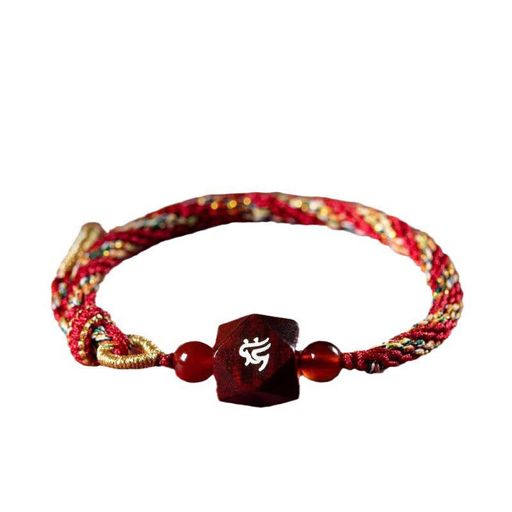 Buddha Stones Zodiaco cinese Buddha natale Piccola foglia Sandalo rosso Corda rossa Braccialetto di protezione