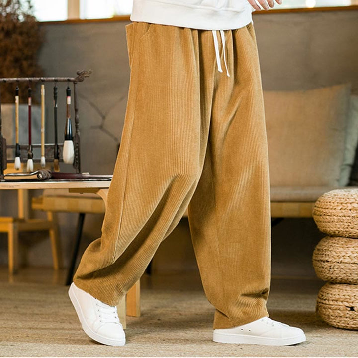 Pantaloni harem in velluto a coste con coulisse da uomo, autunno inverno, Buddha Stones