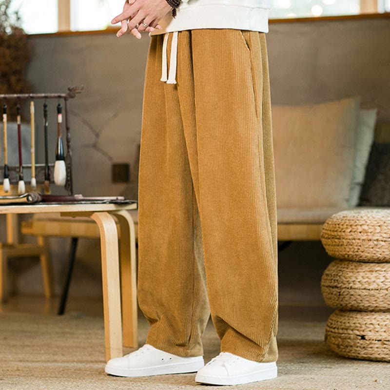 Pantaloni harem in velluto a coste con coulisse da uomo, autunno inverno, Buddha Stones