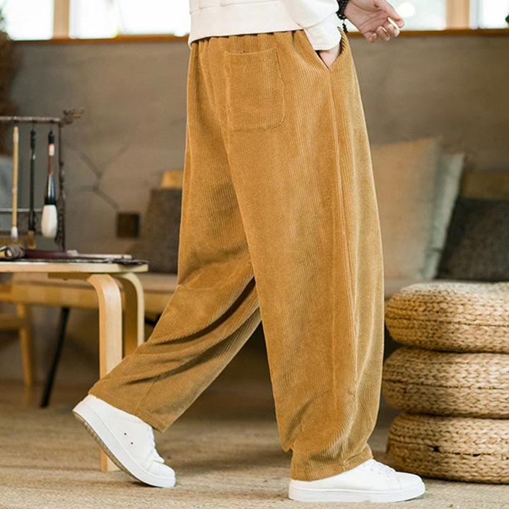 Pantaloni harem in velluto a coste con coulisse da uomo, autunno inverno, Buddha Stones