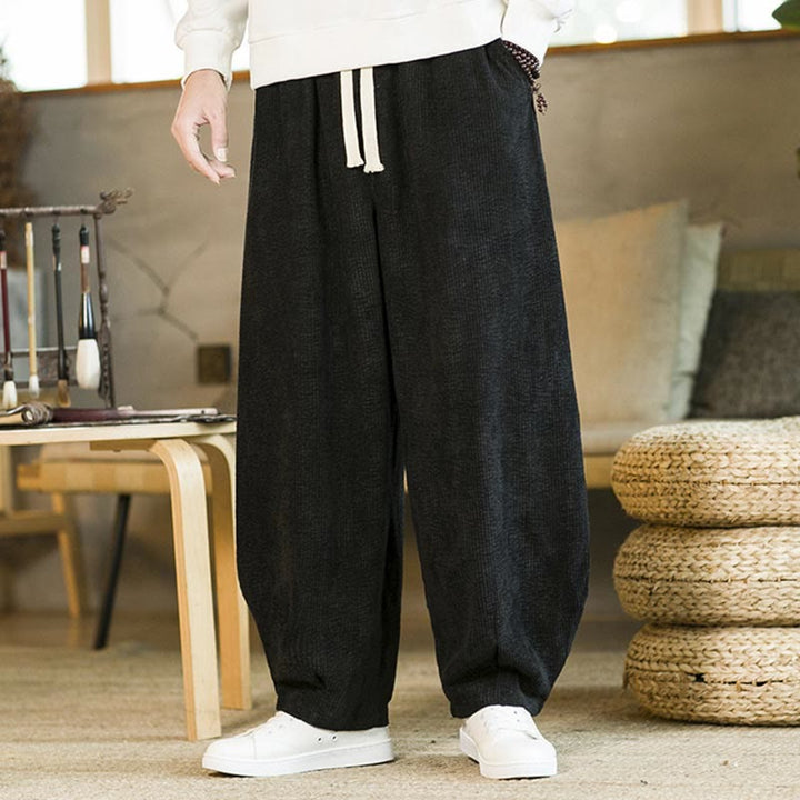 Pantaloni harem in velluto a coste con coulisse da uomo, autunno inverno, Buddha Stones