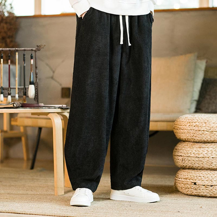 Pantaloni harem in velluto a coste con coulisse da uomo, autunno inverno, Buddha Stones