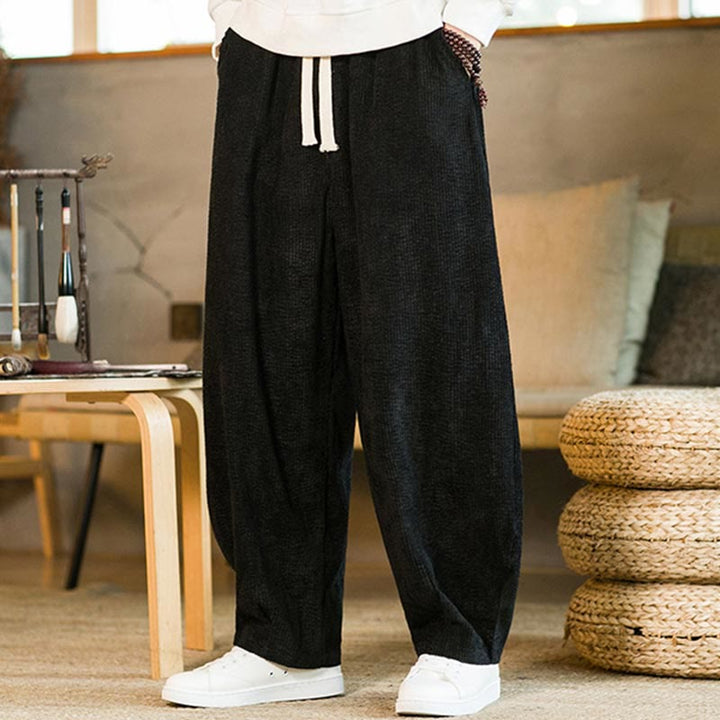 Pantaloni harem in velluto a coste con coulisse da uomo, autunno inverno, Buddha Stones